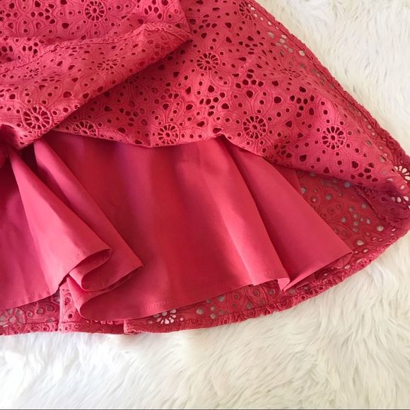 ANTONIO MELANI Cotton Eyelet Midi Dress Button Front Sleeveless Coral Size 4 New - Picture 10 of 16